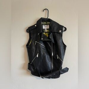 BCBGeneration Black Leather Jacket with Chain Detail